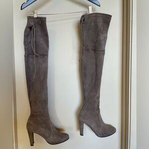 Stuart Weitzman Suede Gray Over-the-Knee Boots